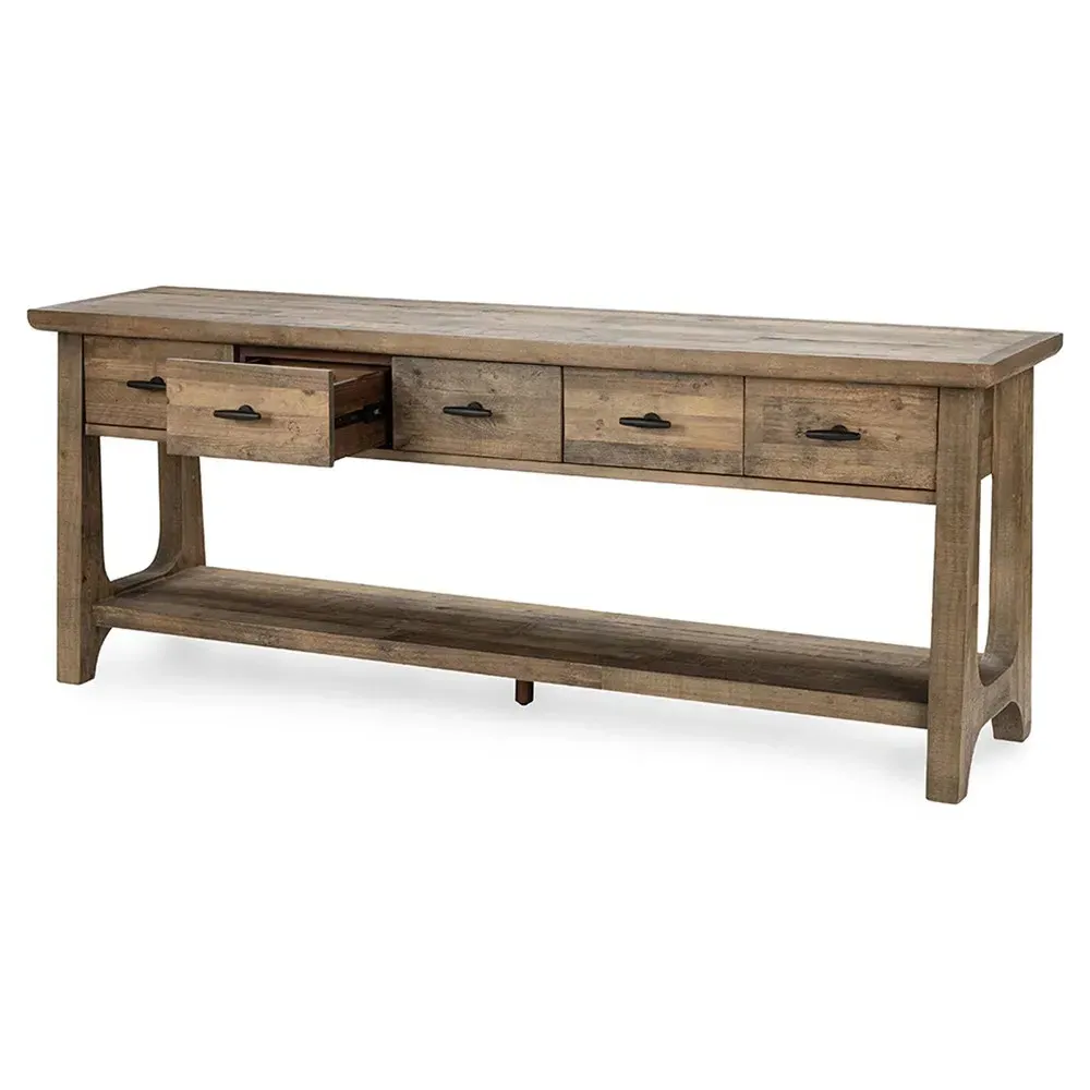 Alwin Rectangular Console Table - Brown, Reclaimed Pine