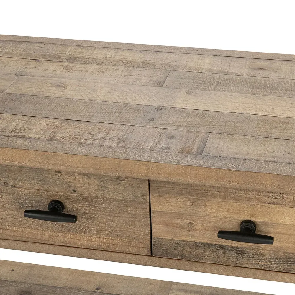 Alwin Rectangular Console Table - Brown, Reclaimed Pine