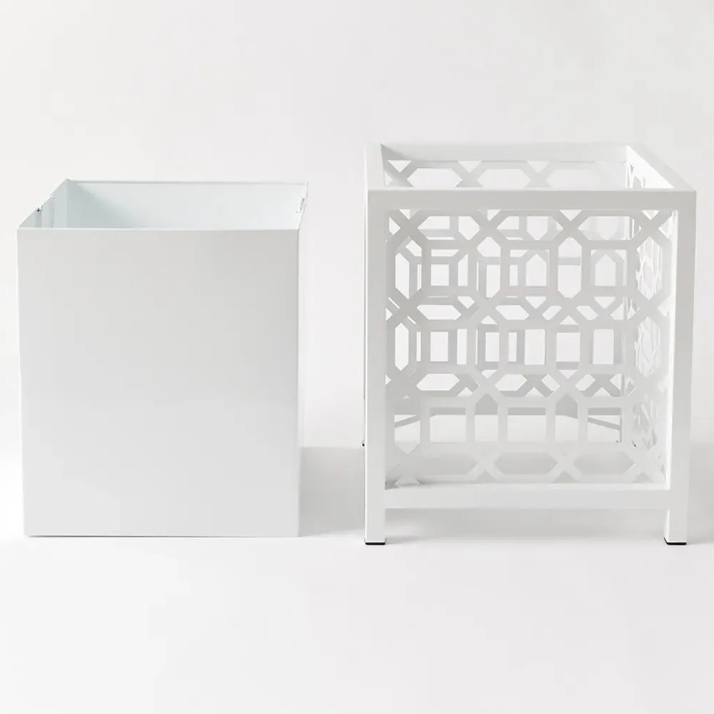 Alyssa Square Outdoor Planter - White, Iron