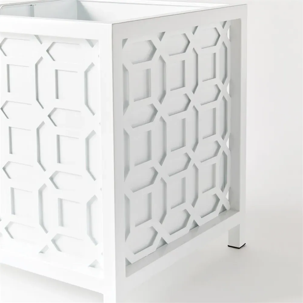Alyssa Square Outdoor Planter - White, Iron