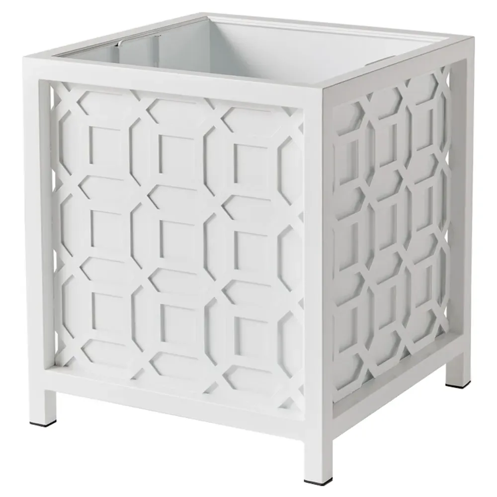 Alyssa Square Outdoor Planter - White, Iron image