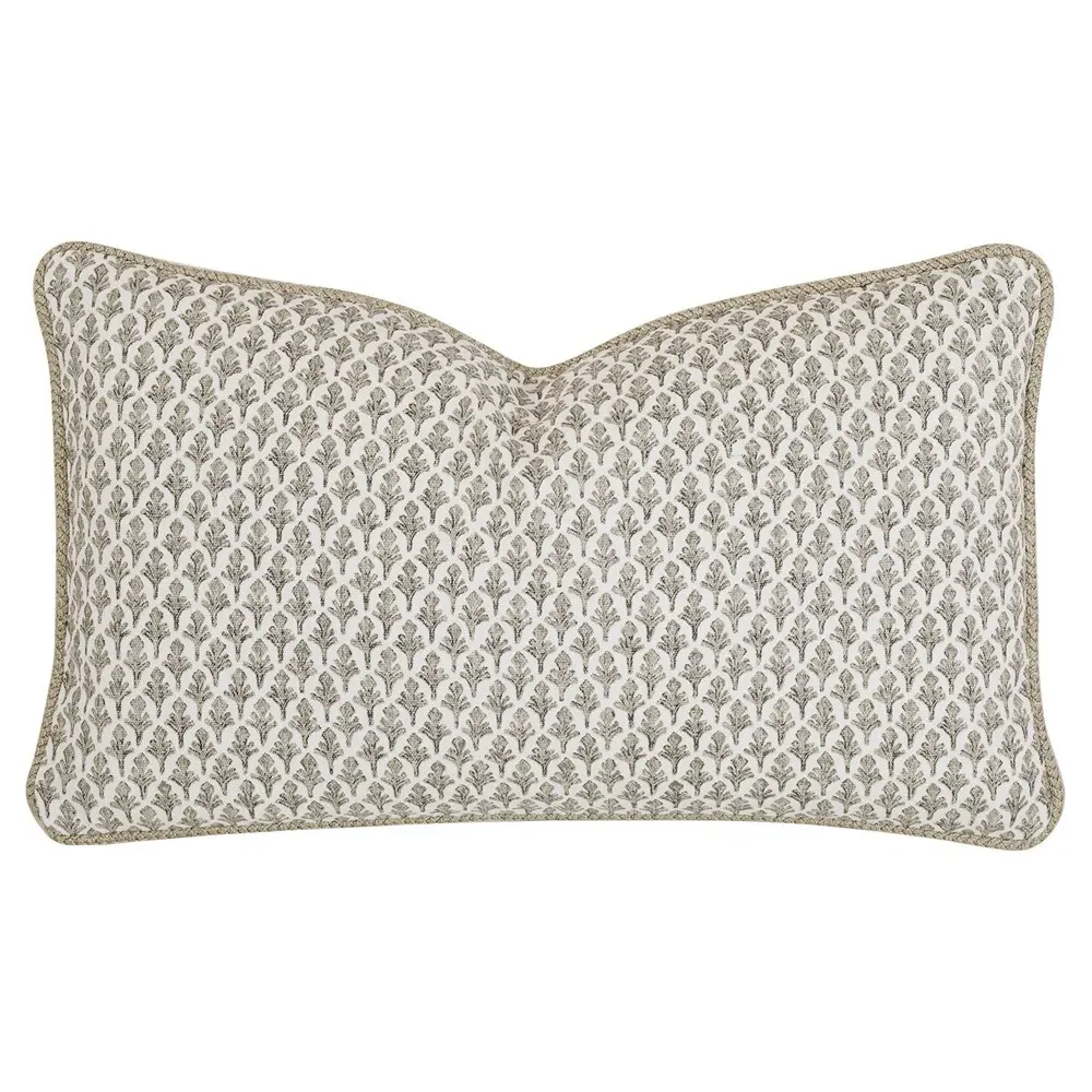 Amabel Fleur De Lis Cotton Lumbar Pillow - Beige image