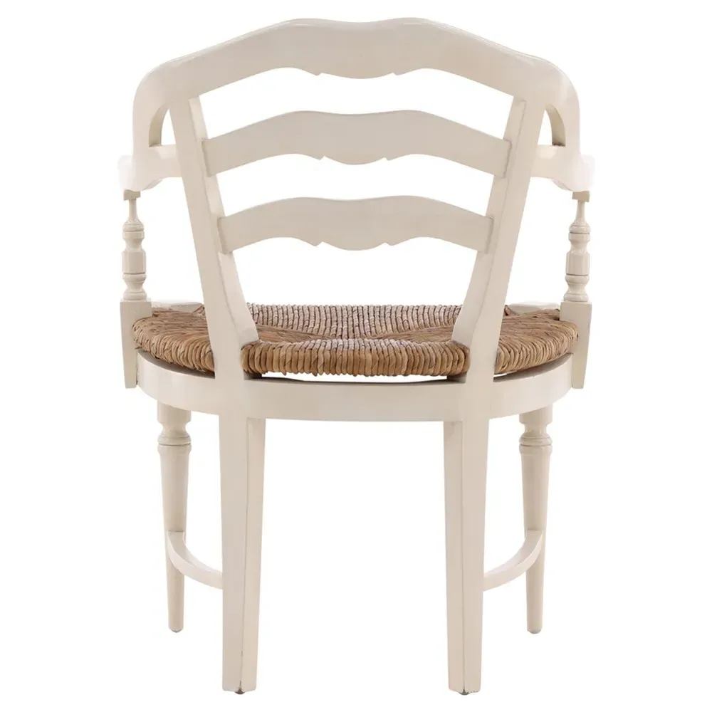 Amalie Dining Arm Chair with Rush Seat - Cream, Mahogany
