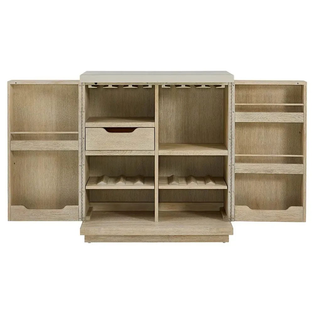 Aman Bar Cabinet with Storage - Brown, Oak