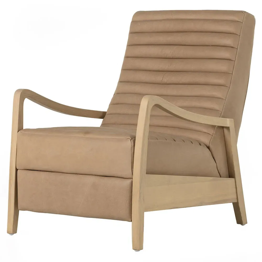 Amani Recliner Chair - Beige, Leather