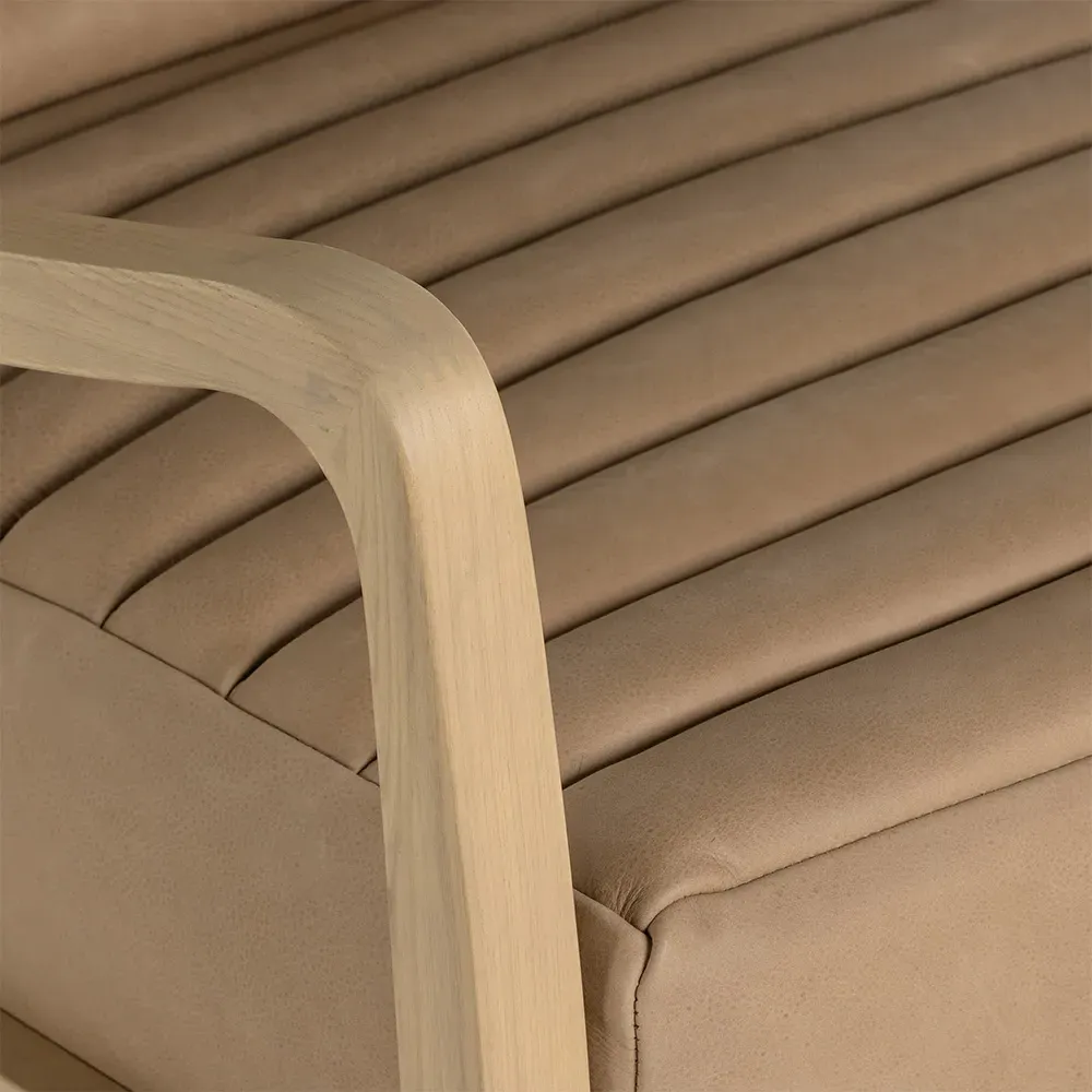 Amani Recliner Chair - Beige, Leather