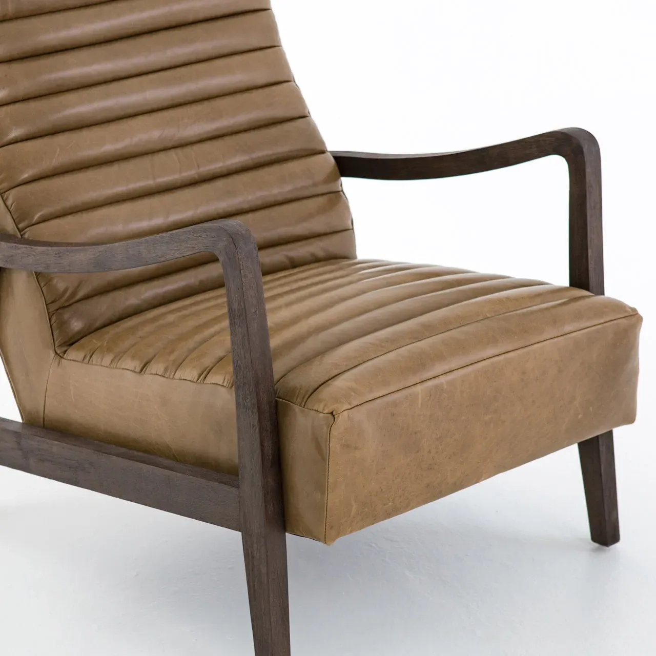 Amani Tufted Arm Chair - Brown, Leather