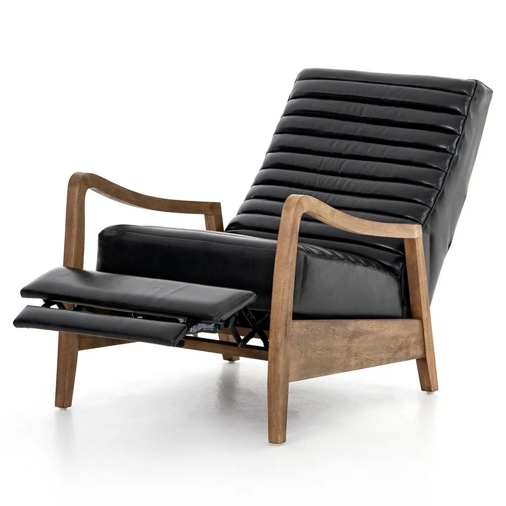 Amani Tufted Recliner Arm Chair - Black, Leather