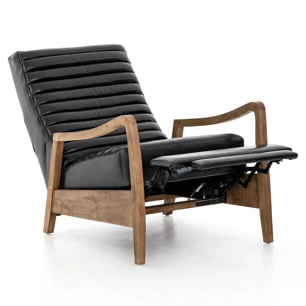 Amani Tufted Recliner Arm Chair - Black, Leather