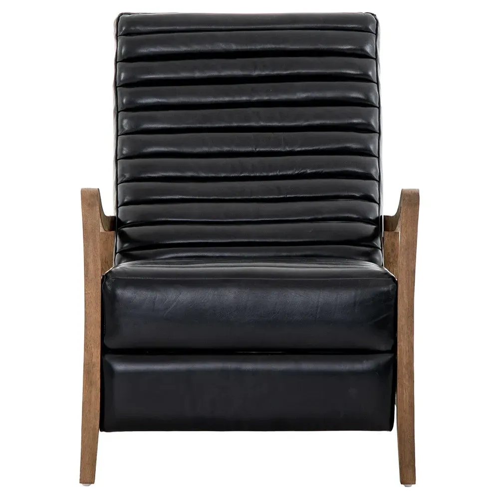 Amani Tufted Recliner Arm Chair - Black, Leather