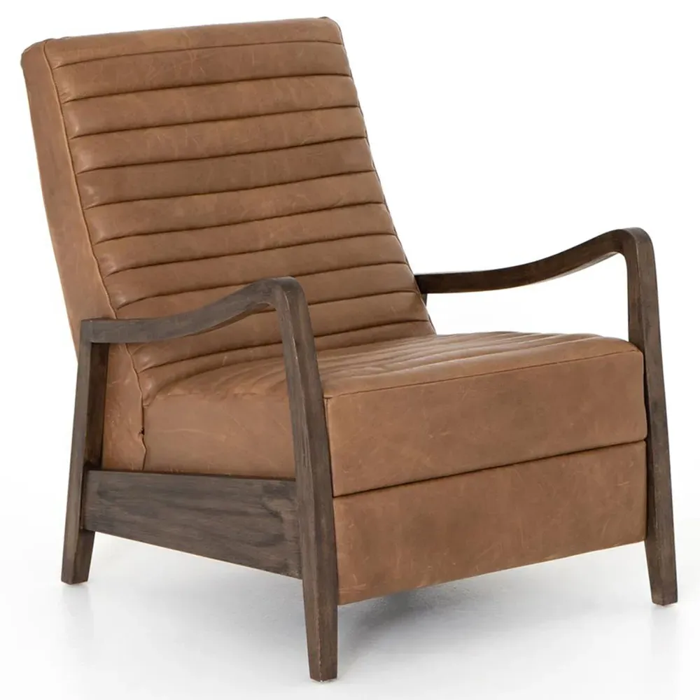 Amani Tufted Recliner Arm Chair - Brown, Leather