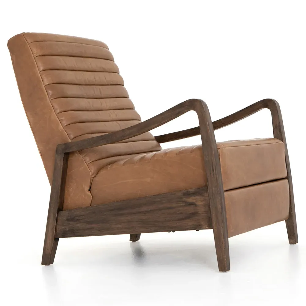 Amani Tufted Recliner Arm Chair - Brown, Leather