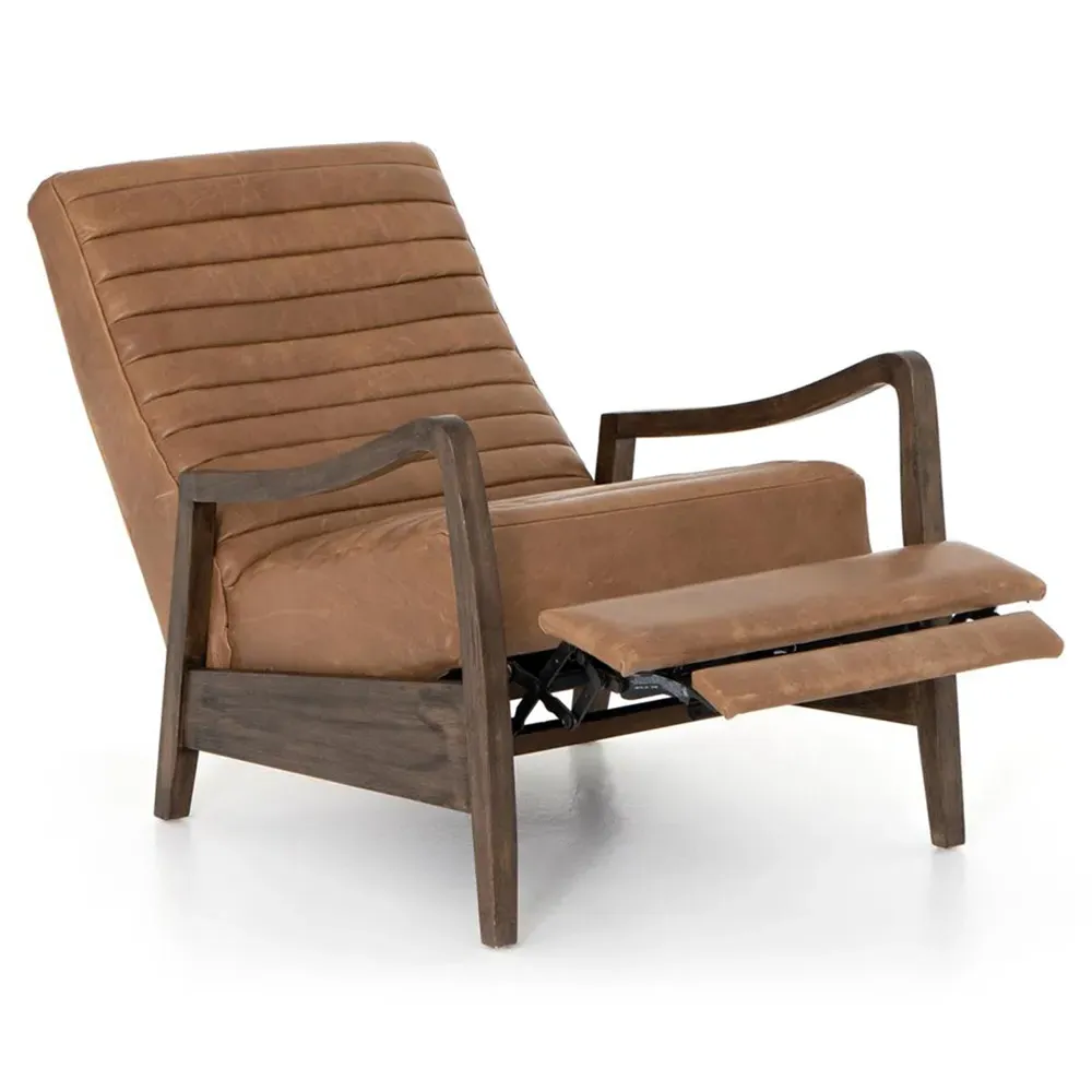 Amani Tufted Recliner Arm Chair - Brown, Leather