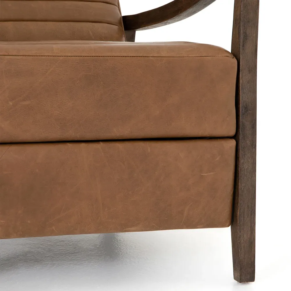 Amani Tufted Recliner Arm Chair - Brown, Leather