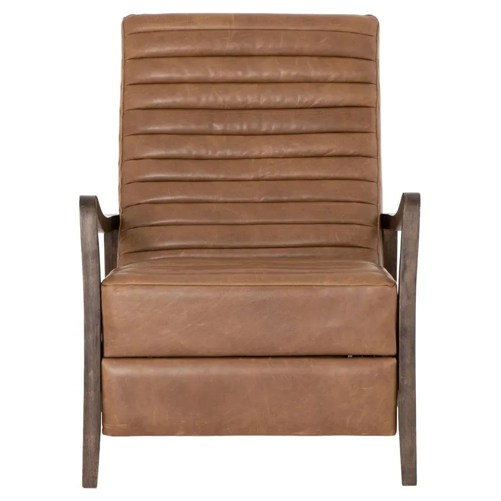 Amani Tufted Recliner Arm Chair - Brown, Leather