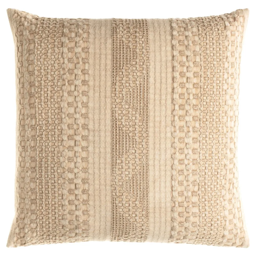 Amara Square Throw Pillow - Beige, Cotton