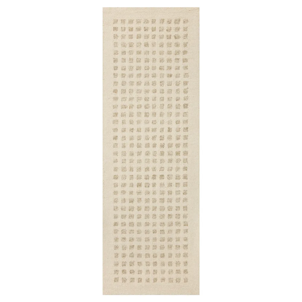 Amarae Square Patterned Rug - Beige, Wool