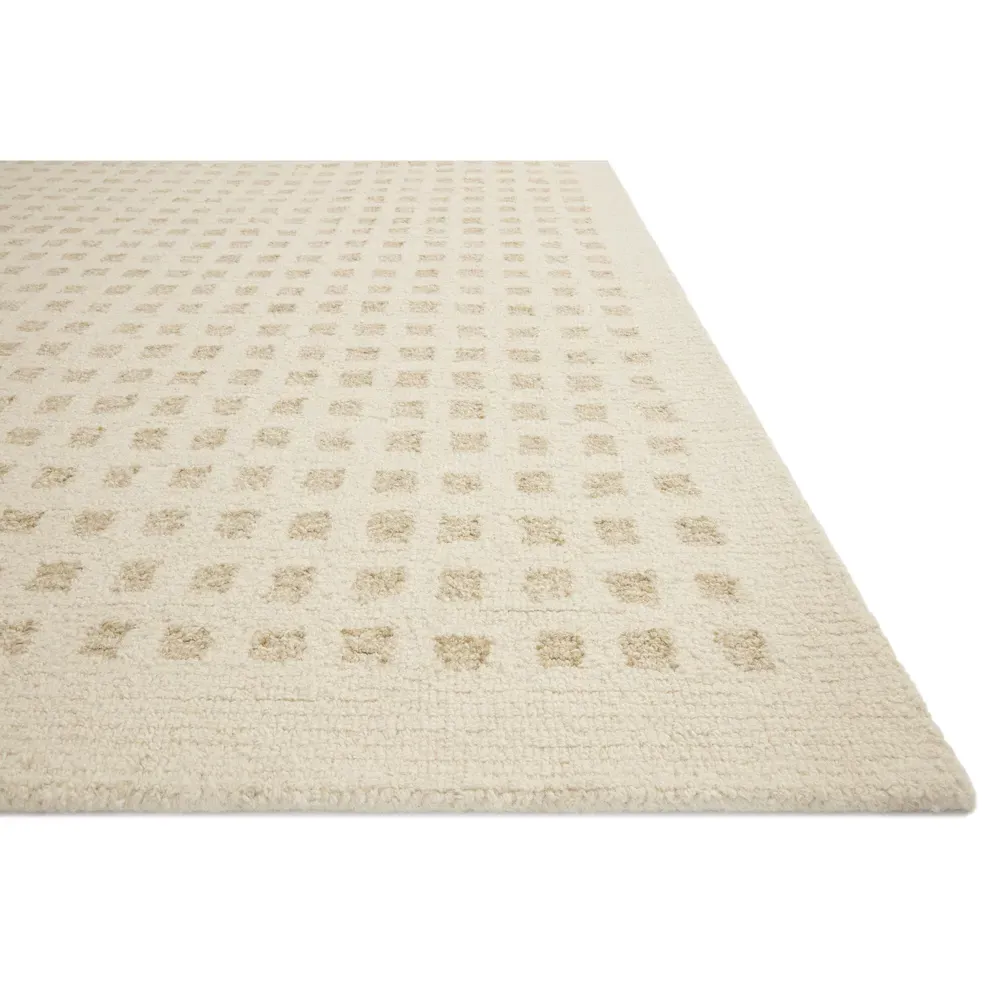 Amarae Square Patterned Rug - Beige, Wool