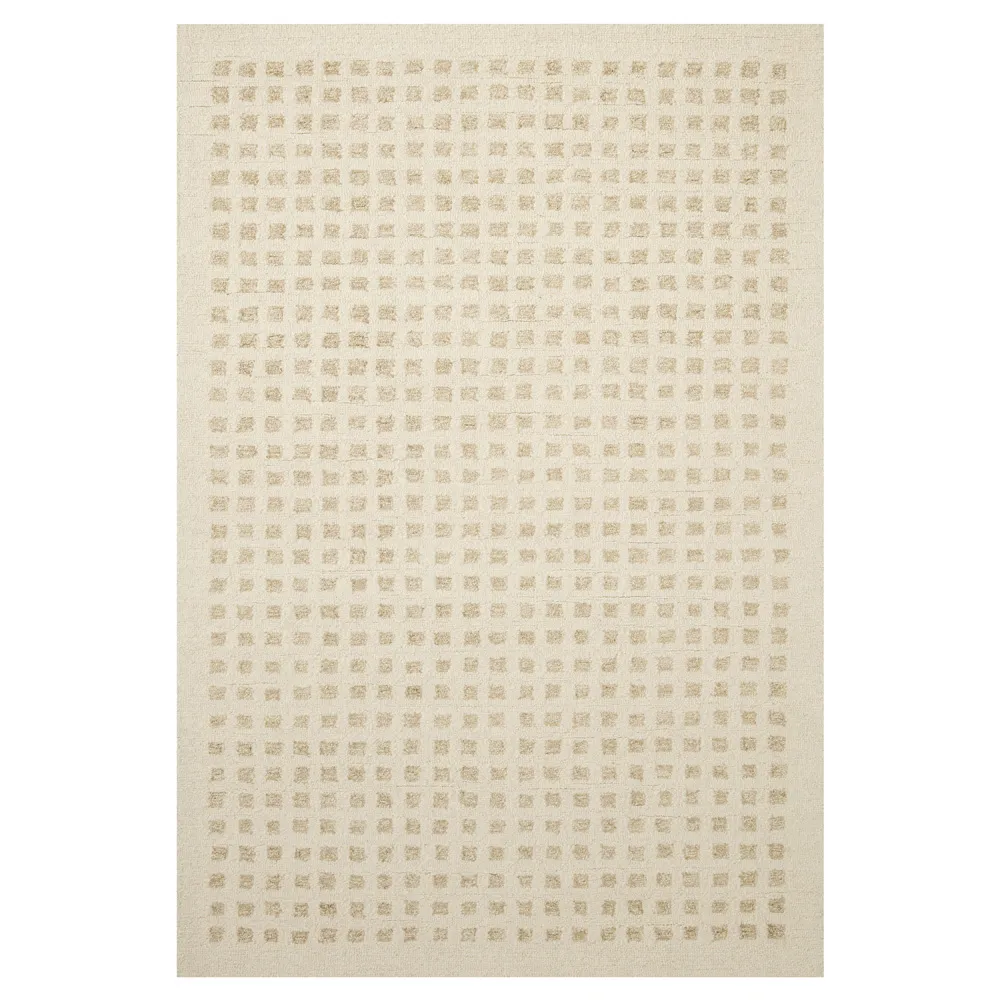 Amarae Square Patterned Rug - Beige, Wool