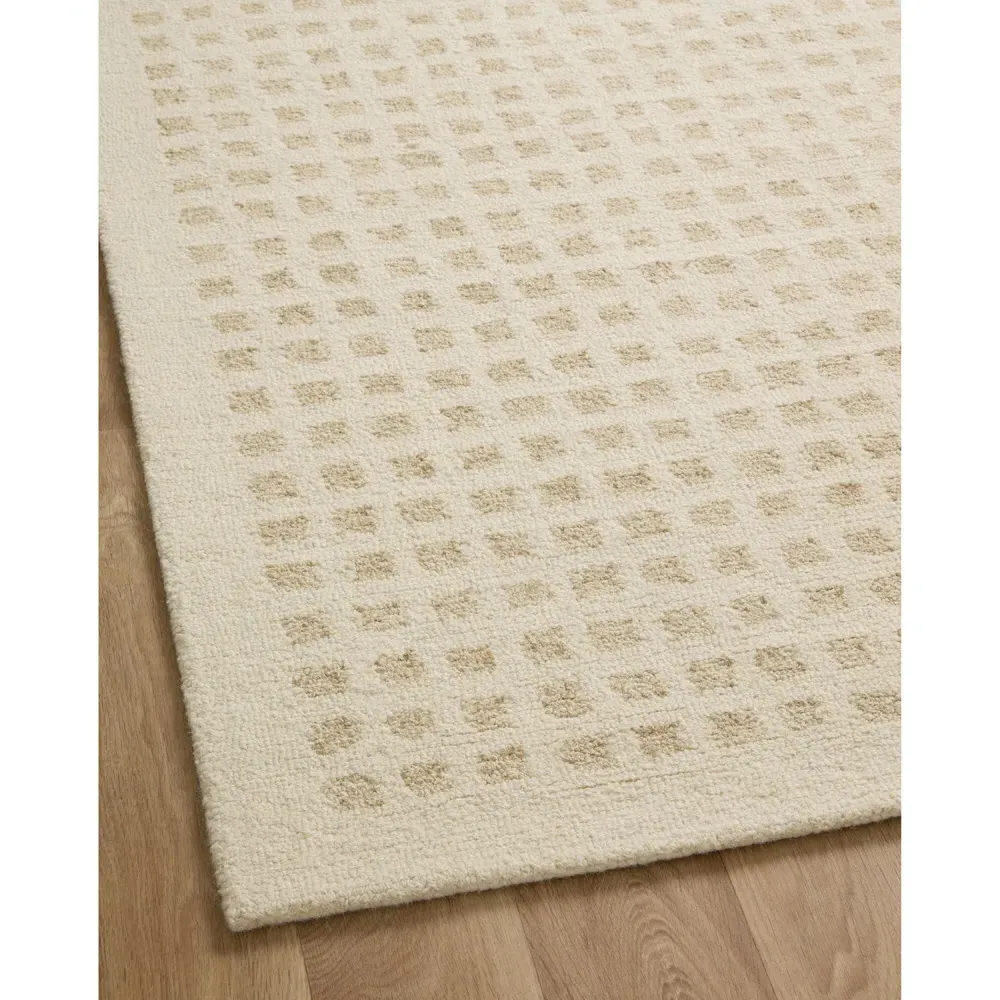 Amarae Square Patterned Rug - Beige, Wool