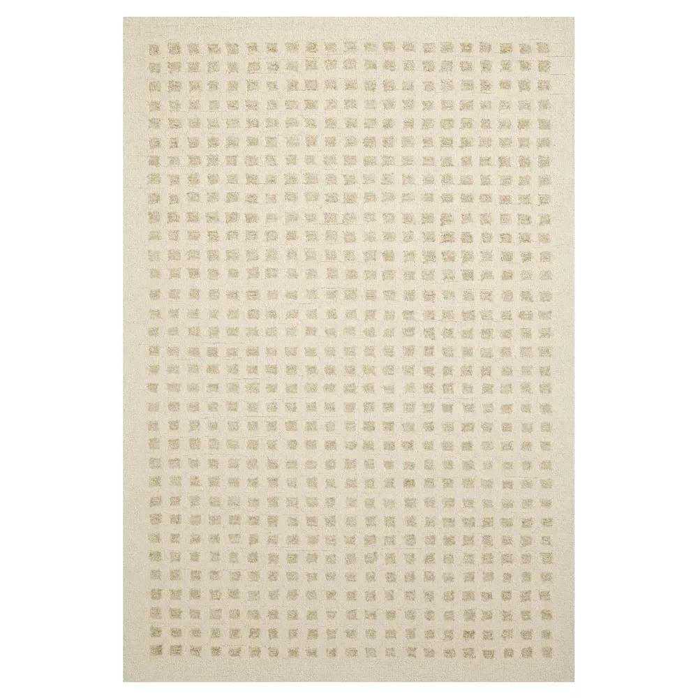 Amarae Square Patterned Rug - Beige, Wool