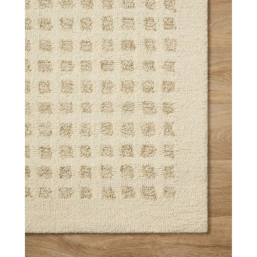 Amarae Square Patterned Rug - Beige, Wool