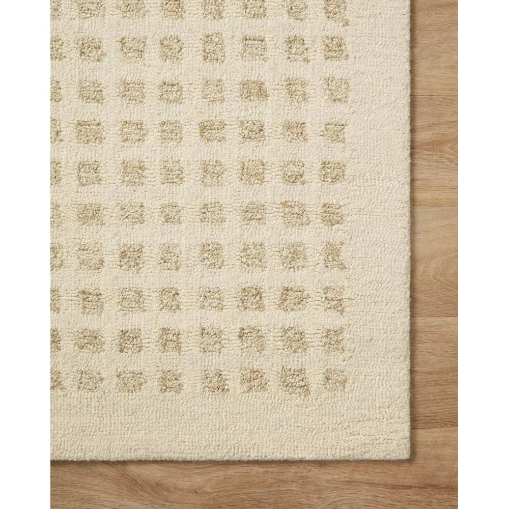 Amarae Square Patterned Rug Sample - Beige, Wool