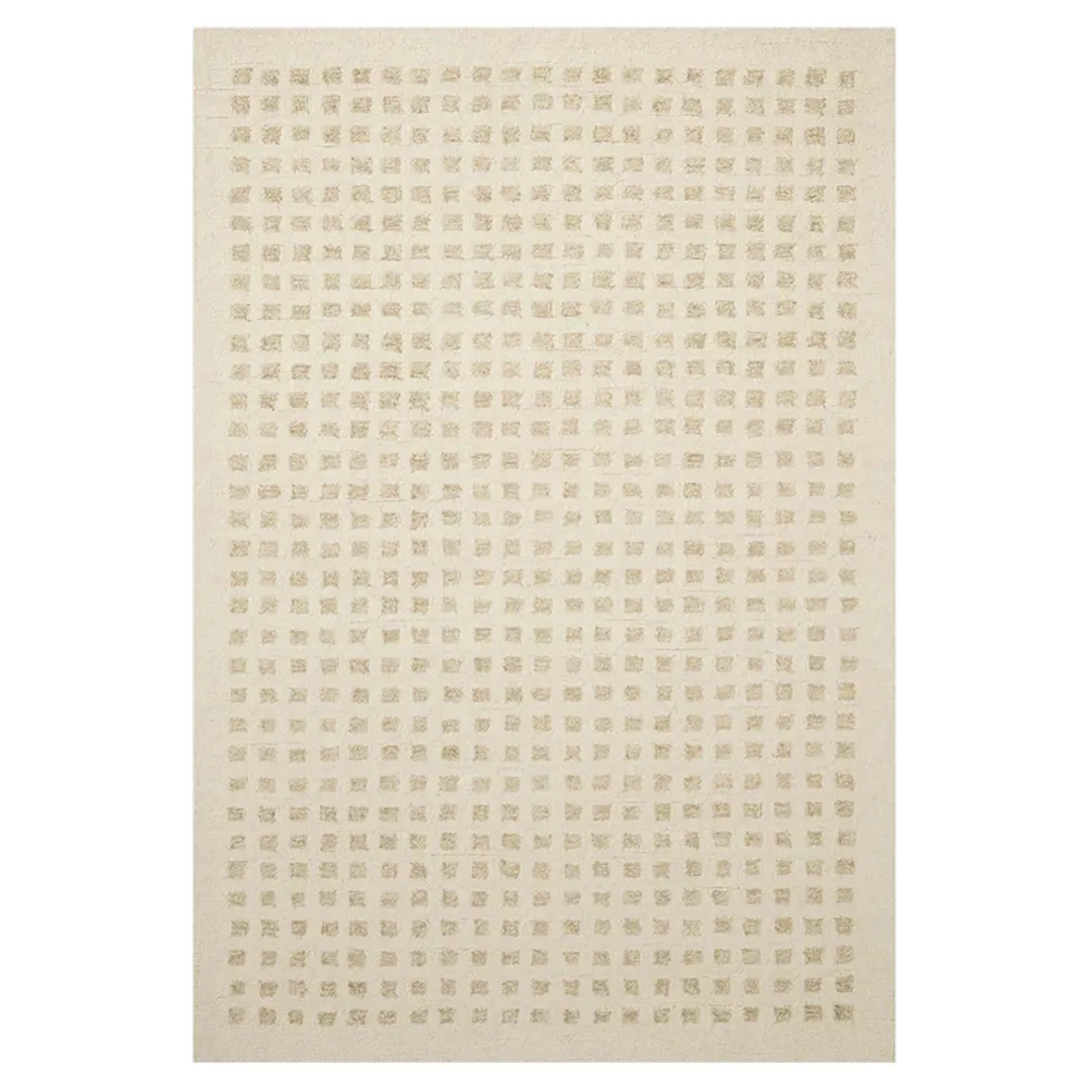 Amarae Square Patterned Rug Sample - Beige, Wool image