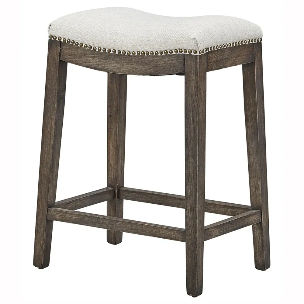 Amari Backless Bar Stool with Nailhead - Grey, Oak image