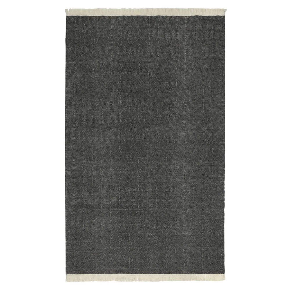 Amari Herringbone Patterned Indoor Outdoor Rug - Dark Grey, Polypropylene