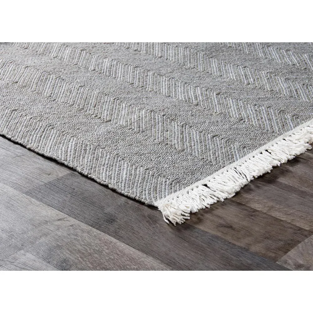 Amari Herringbone Patterned Indoor Outdoor Rug - Grey, Polypropylene