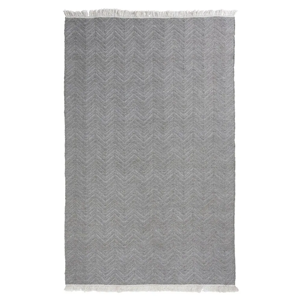 Amari Herringbone Patterned Indoor Outdoor Rug - Grey, Polypropylene