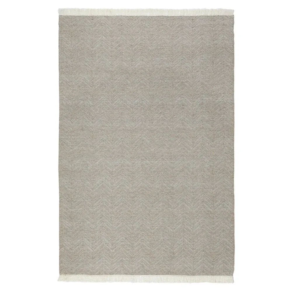 Amari Herringbone Patterned Indoor Outdoor Rug - Light Grey, Polypropylene