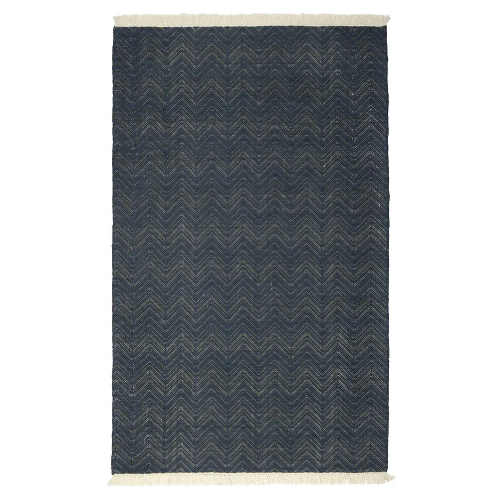 Amari Herringbone Patterned Indoor Outdoor Rug - Navy Blue, Polypropylene