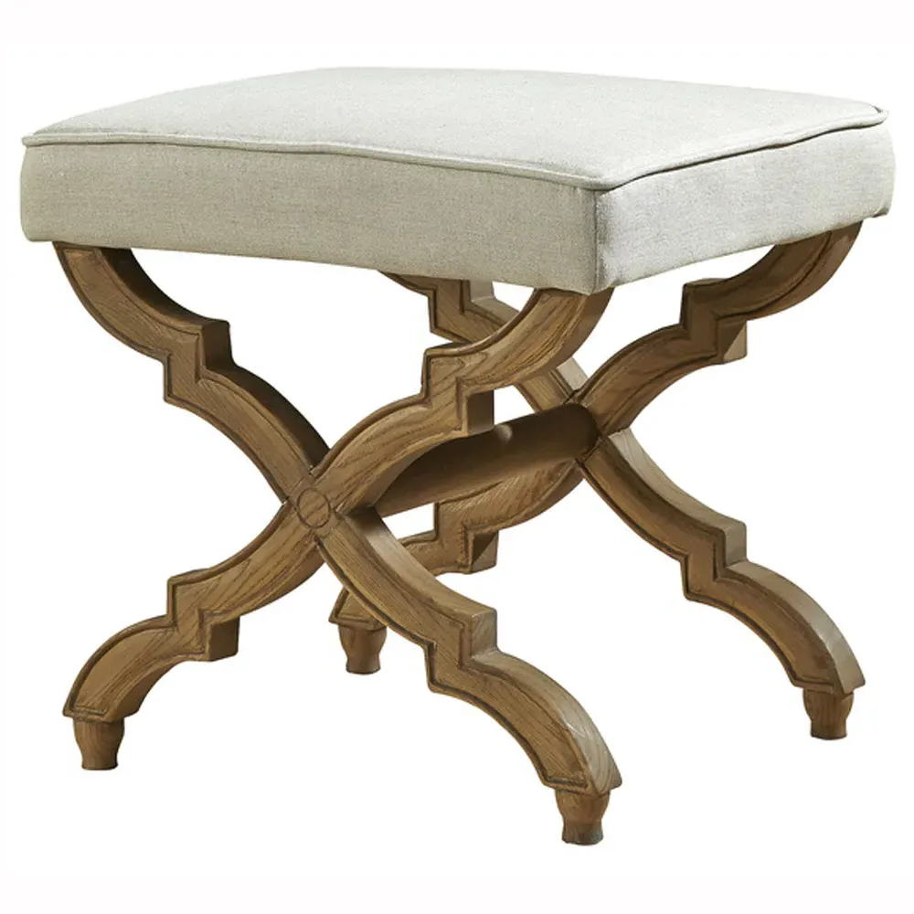 Amari Rectangular Foot Stool - Beige, Oak Wood