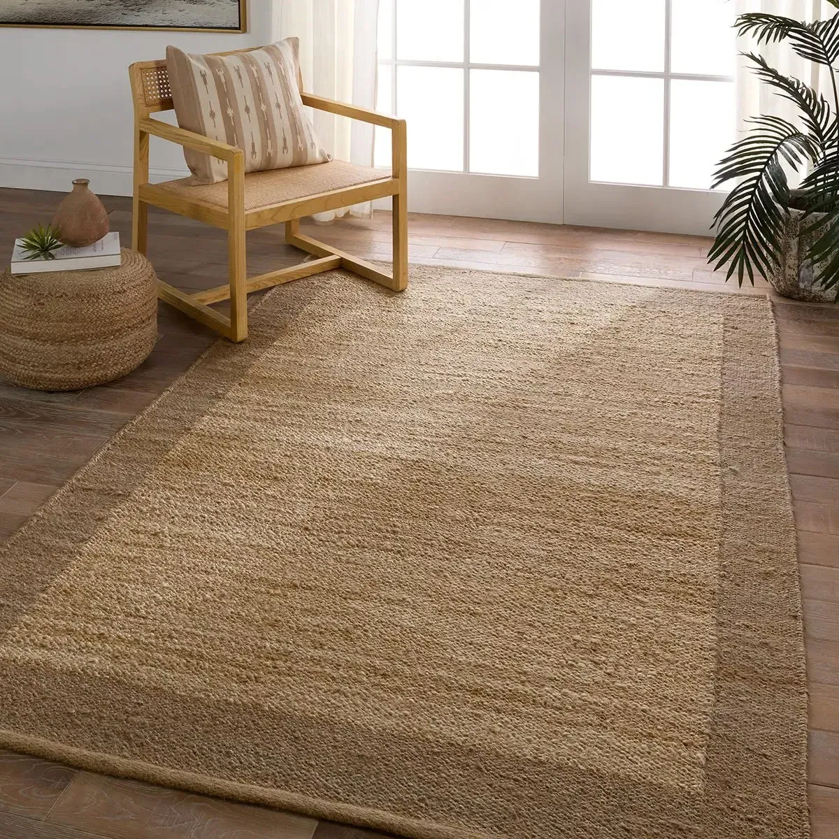 Amaris 5x8 Border Jute Rug - Brown