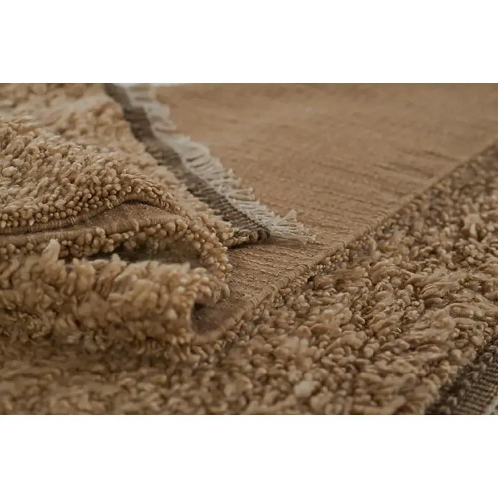 Amaris Fringed Solid Rug - Brown, Wool