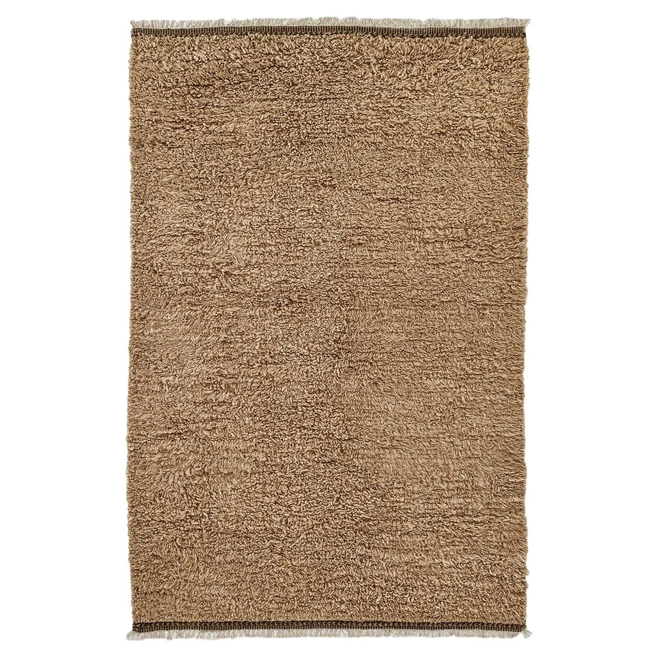 Amaris Fringed Solid Rug - Brown, Wool