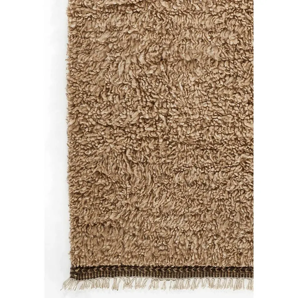 Amaris Fringed Solid Rug - Brown, Wool