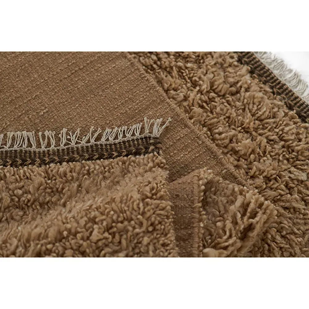 Amaris Fringed Solid Rug - Brown, Wool
