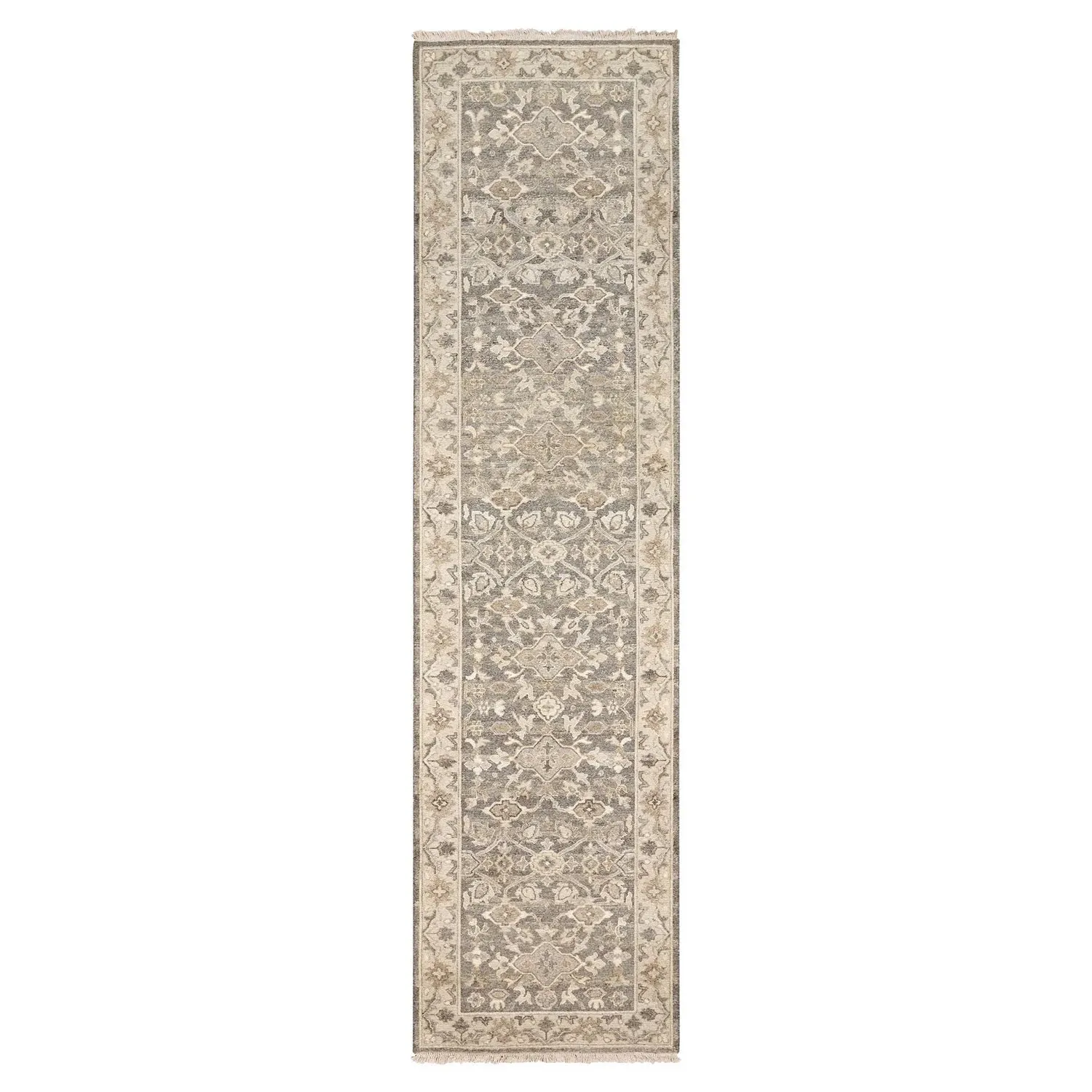 Amaris Oushak Patterned Hand Knotted Rug - Grey, Wool