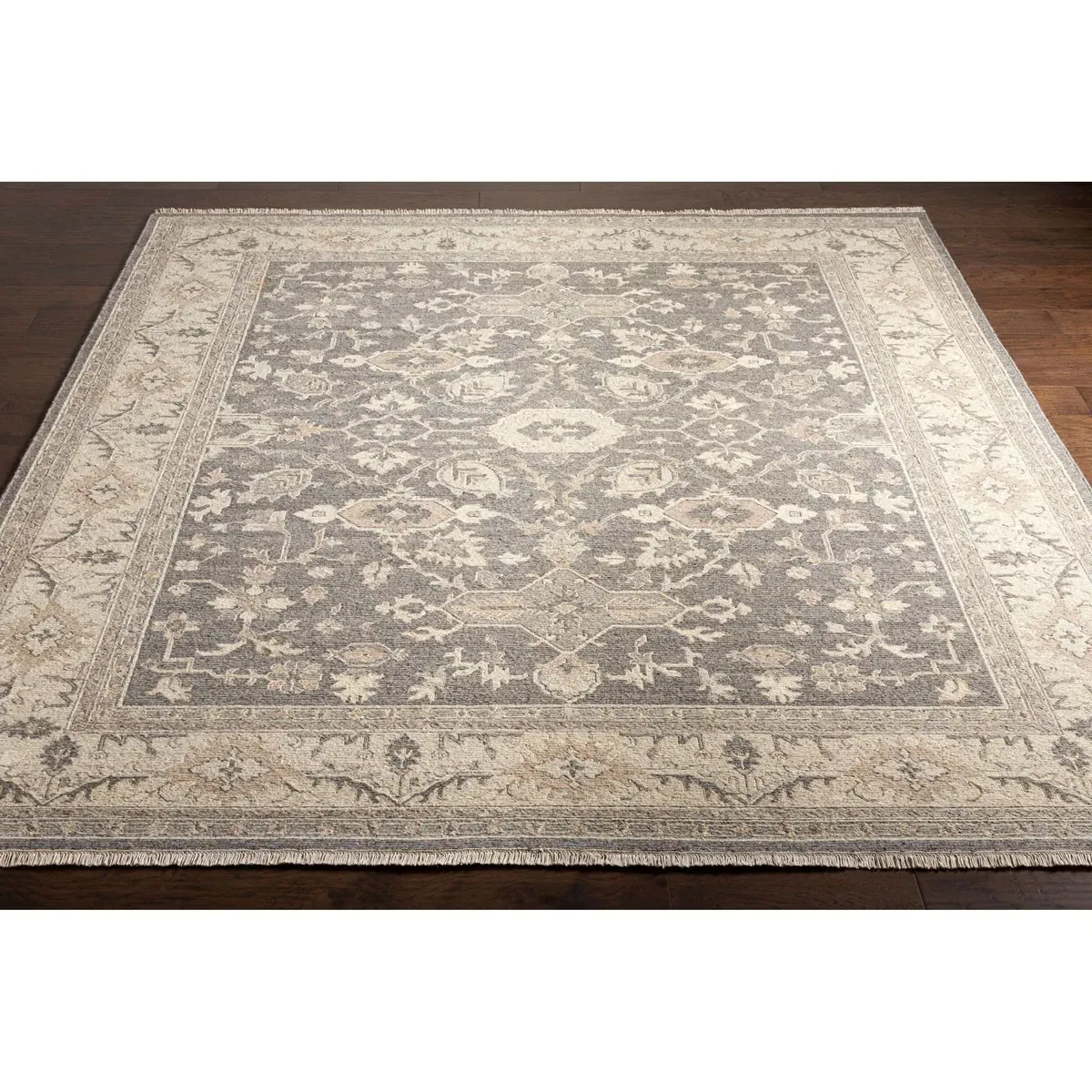 Amaris Oushak Patterned Hand Knotted Rug - Grey, Wool