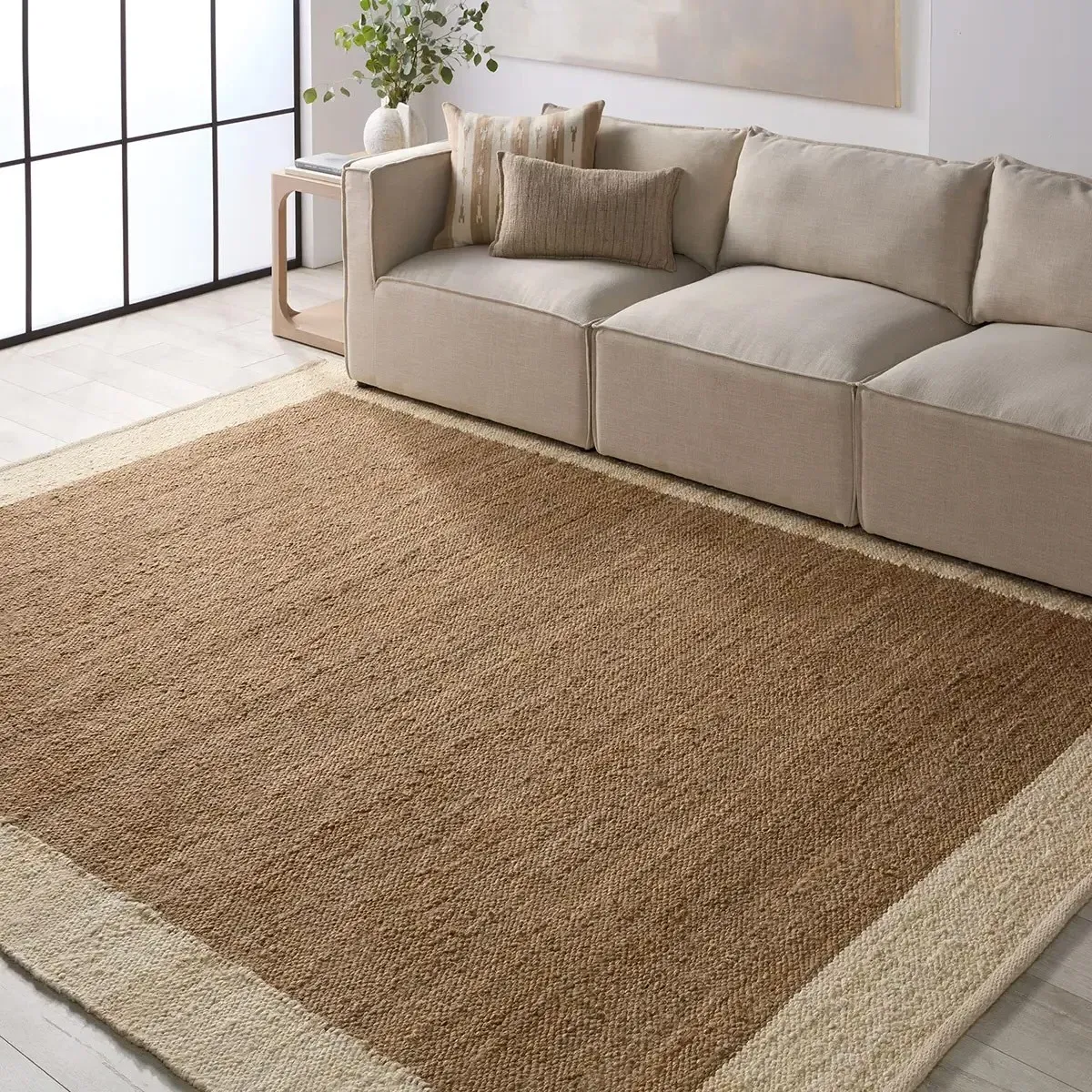 Amaris Sample Border Jute Rug - Cream