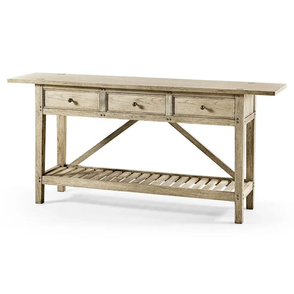 Amaury Rectangular Console Table - Brown, Oak