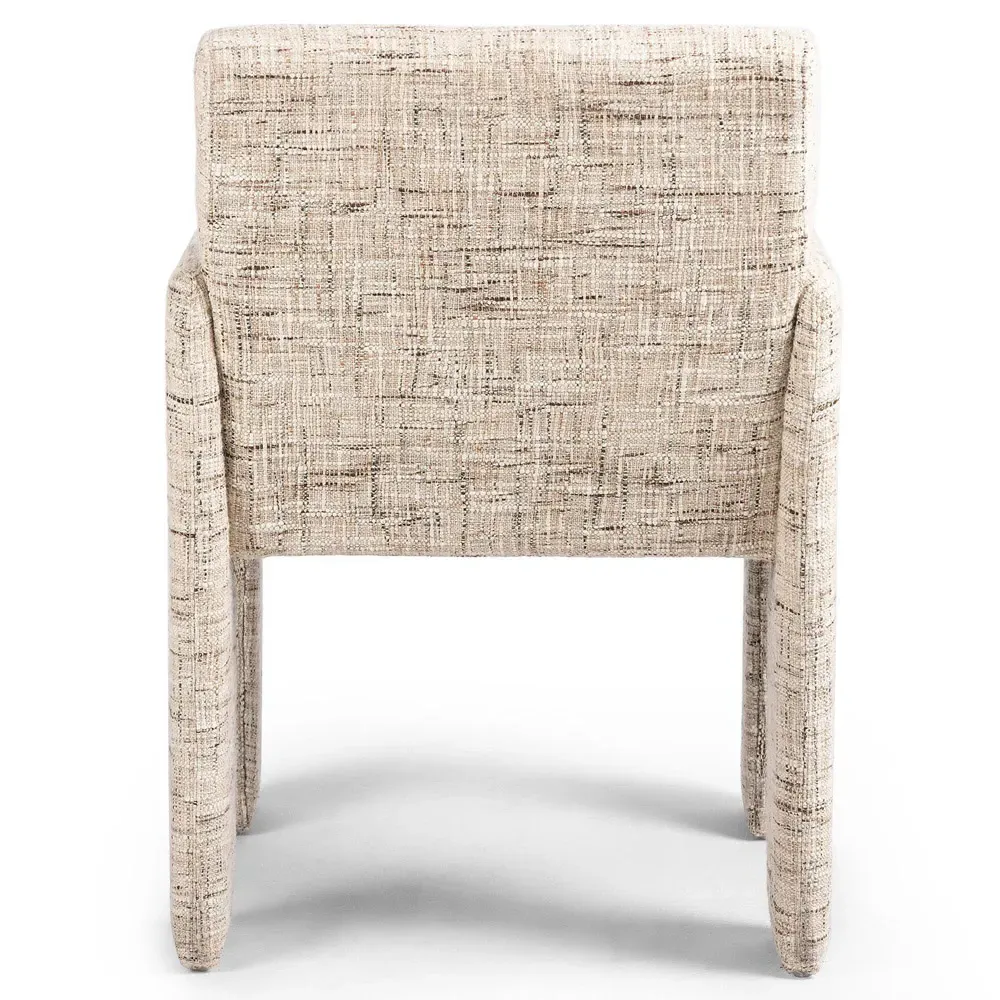 Amaya Low Back Dining Arm Chair - Beige, Linen Blend