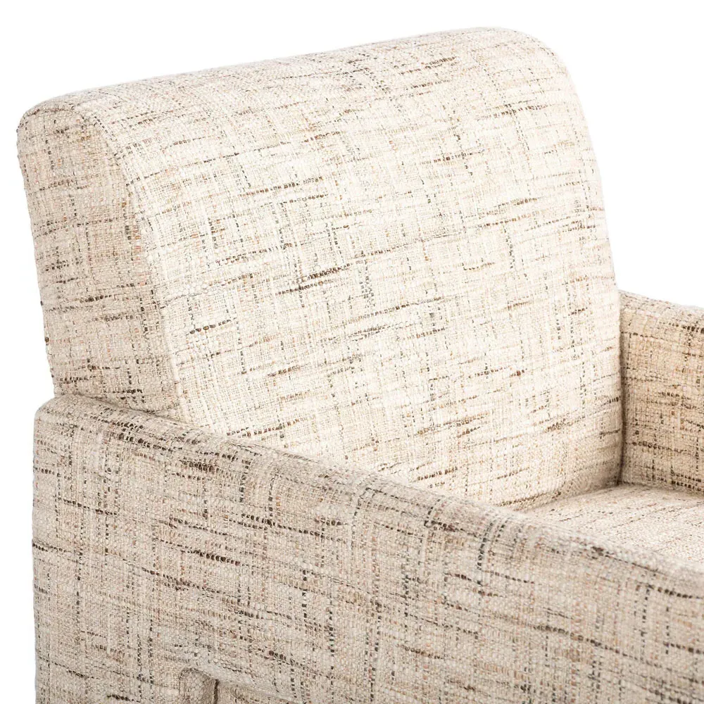 Amaya Low Back Dining Arm Chair - Beige, Linen Blend