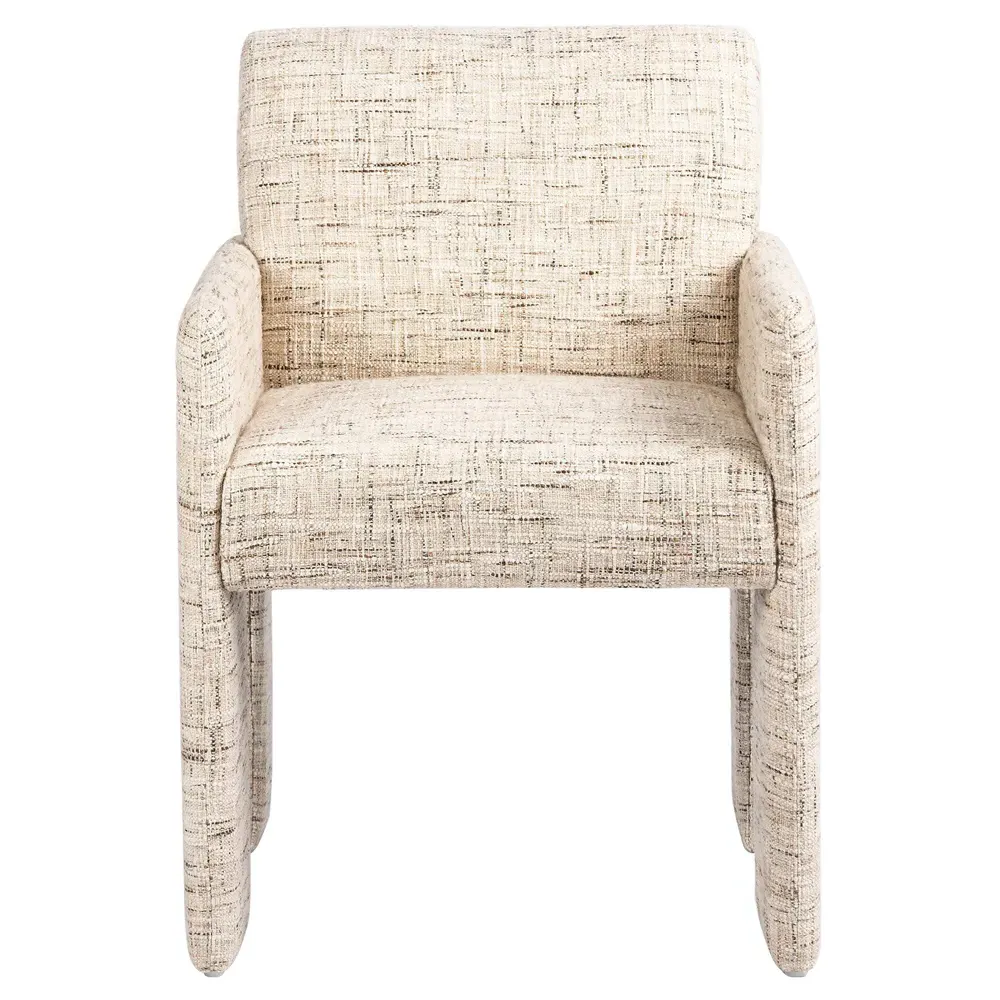 Amaya Low Back Dining Arm Chair - Beige, Linen Blend