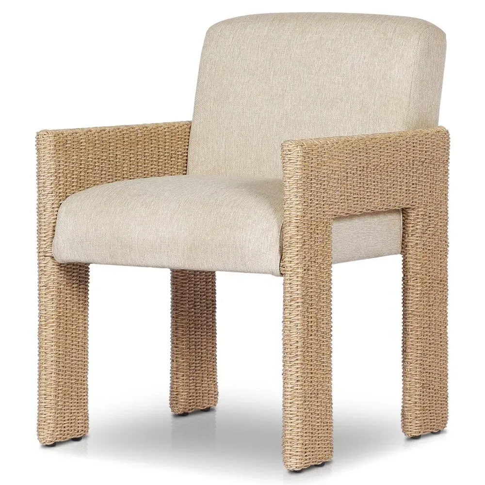 Amaya Outdoor Dining Arm Chair - Beige, Polyethylene