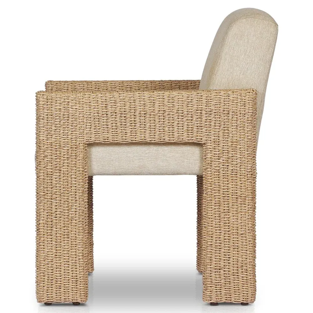 Amaya Outdoor Dining Arm Chair - Beige, Polyethylene