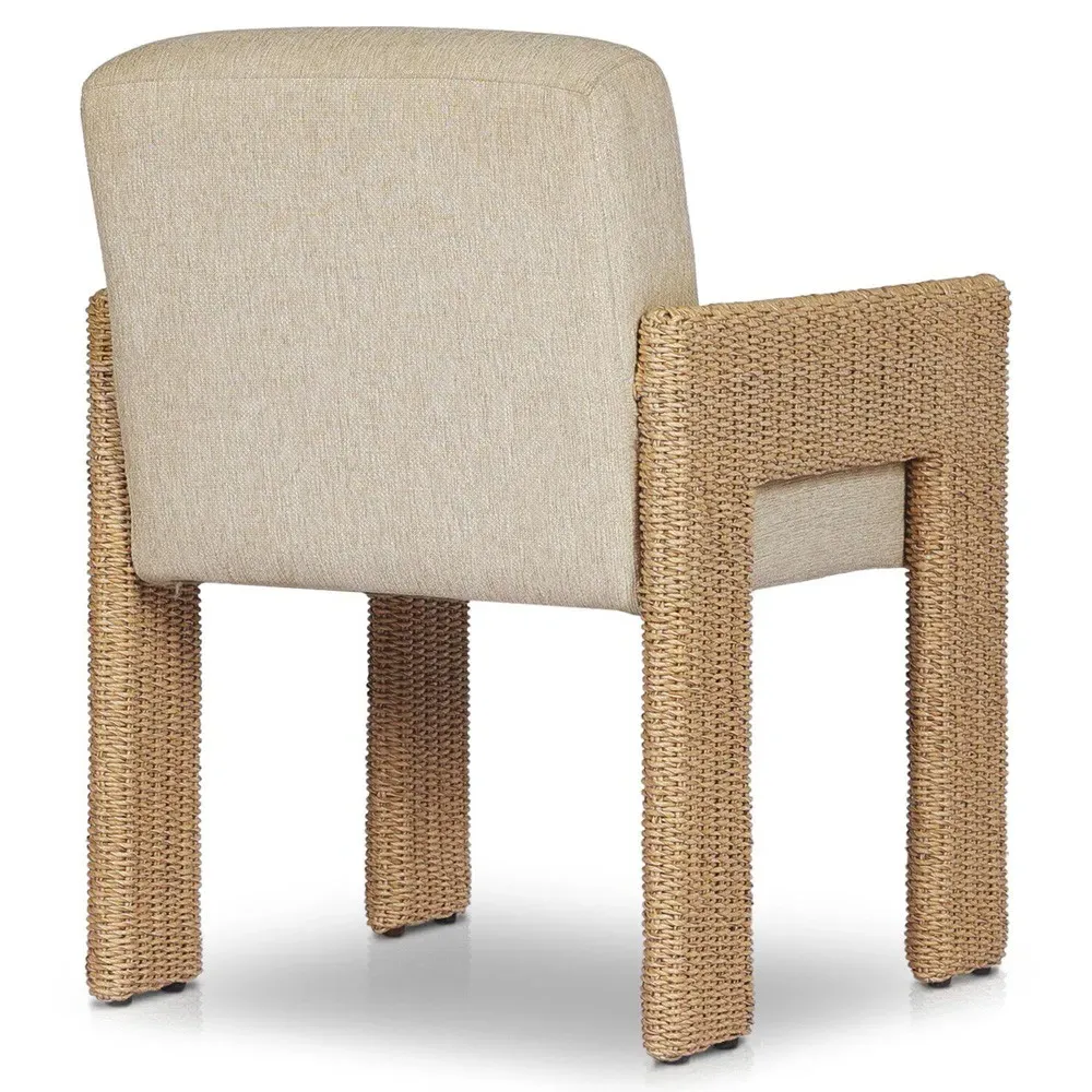 Amaya Outdoor Dining Arm Chair - Beige, Polyethylene